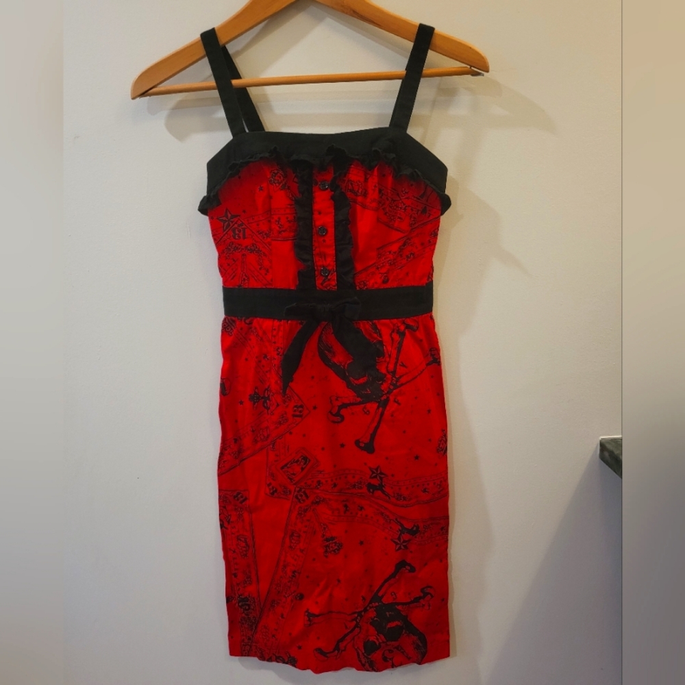 Red Rockabilly Cotton Print Dress